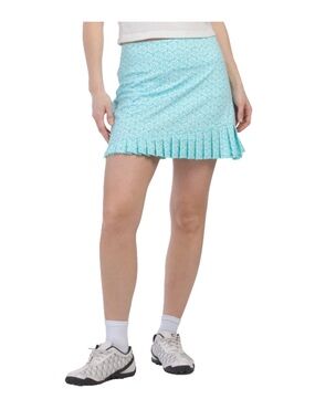 💚NWT Sigrid Olsen Aqua White Sand Dollar Print Pleated Hem Golf Sport Skort M💚